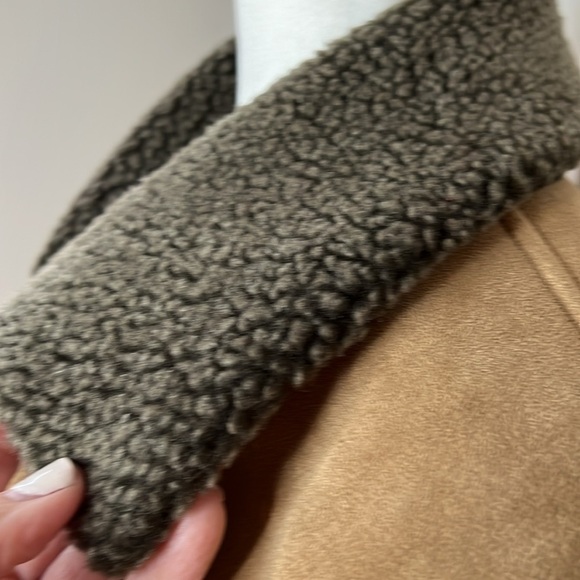 RFT Rainforest Mens Faux Sherpa Pockets Button Up Coat Beige/ Gray M - Picture 6 of 15